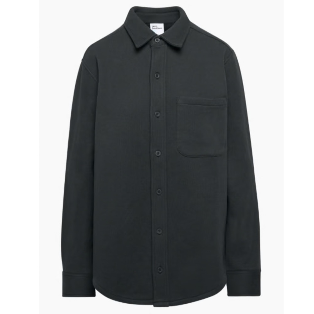 Aritzia TNA Cozy Fleece Boyfriend Button Down Sweatshirt Collared Jacket Shirt